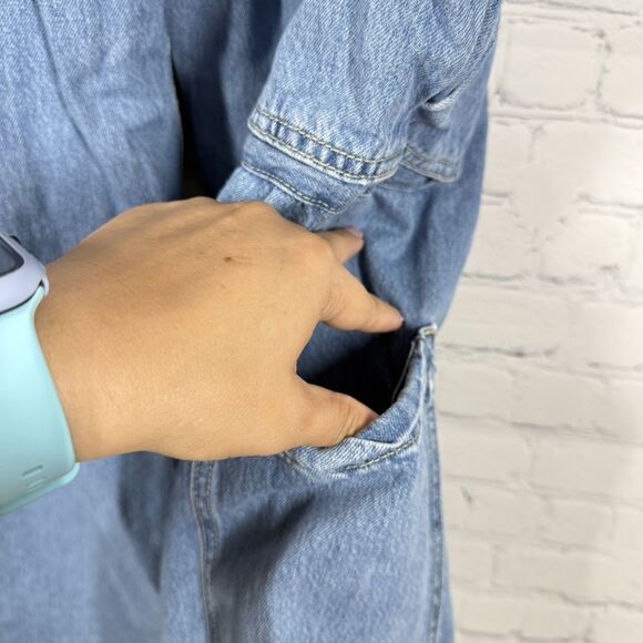 Old Navy Cargo Denim Jeans Women Size 12 Retro Baggy Wide Leg Mid Rise Skater - Picture 14 of 16